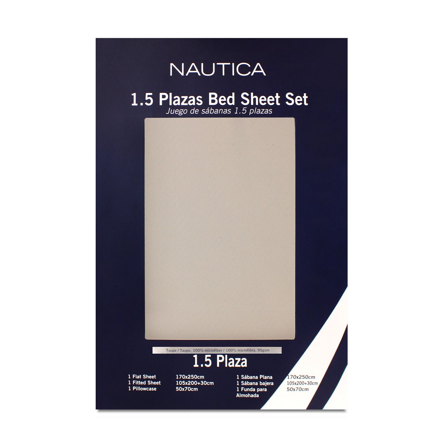 Juego De S&aacute;banas Nautica 3piezas Microfibra 1,5 Plazas Beige image number 3.0