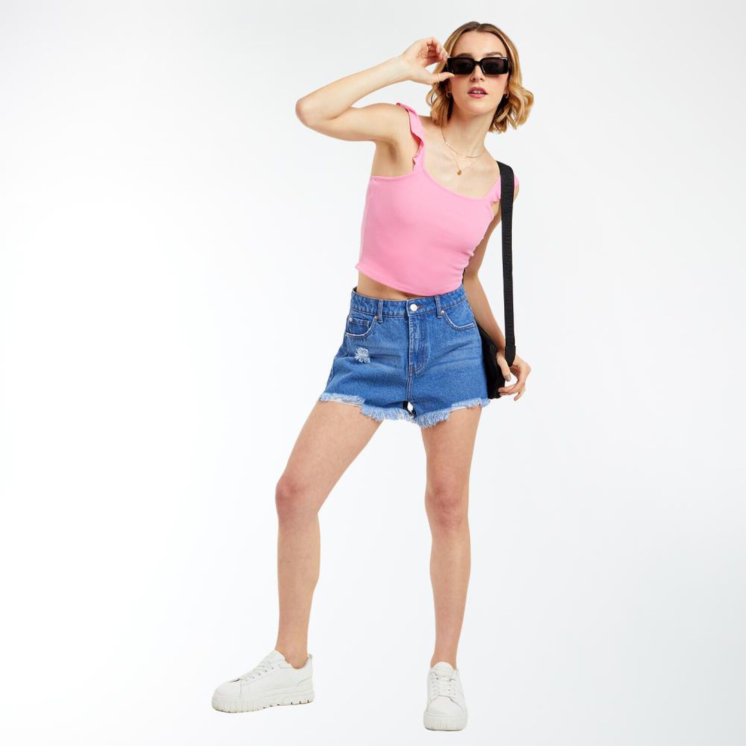 Polera Crop Vuelos Sin Mangas Cuello Redondo Mujer Freedom image number 1.0