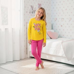Pijama Ni&ntilde;a Estampado Hey You Amarillo