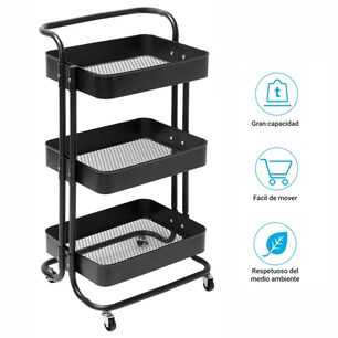 Carro Organizador Met&aacute;lico Decoteam 3 Estantes Con Ruedas
