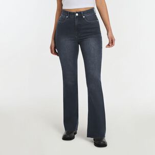 Jeans Flare Con Focalizado Tiro Medio Flare Mujer Freedom