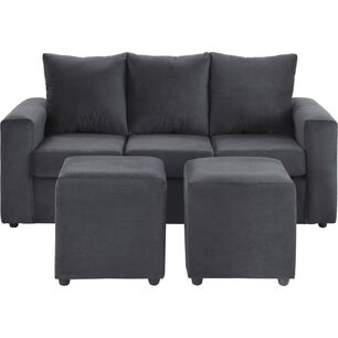 Juego De Living Bodevir Kendy / 3 Cuerpos + 2 Pouf