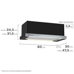 Campana De Cocina Retr&aacute;ctil Mademsa 60 Cm Negro Mx 6270