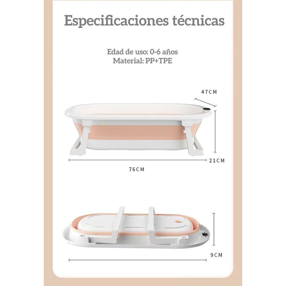 Ba&ntilde;era Plegable Con Coj&iacute;n Y M&aacute;s Accesorios Rosada Lubabycas image number 7.0