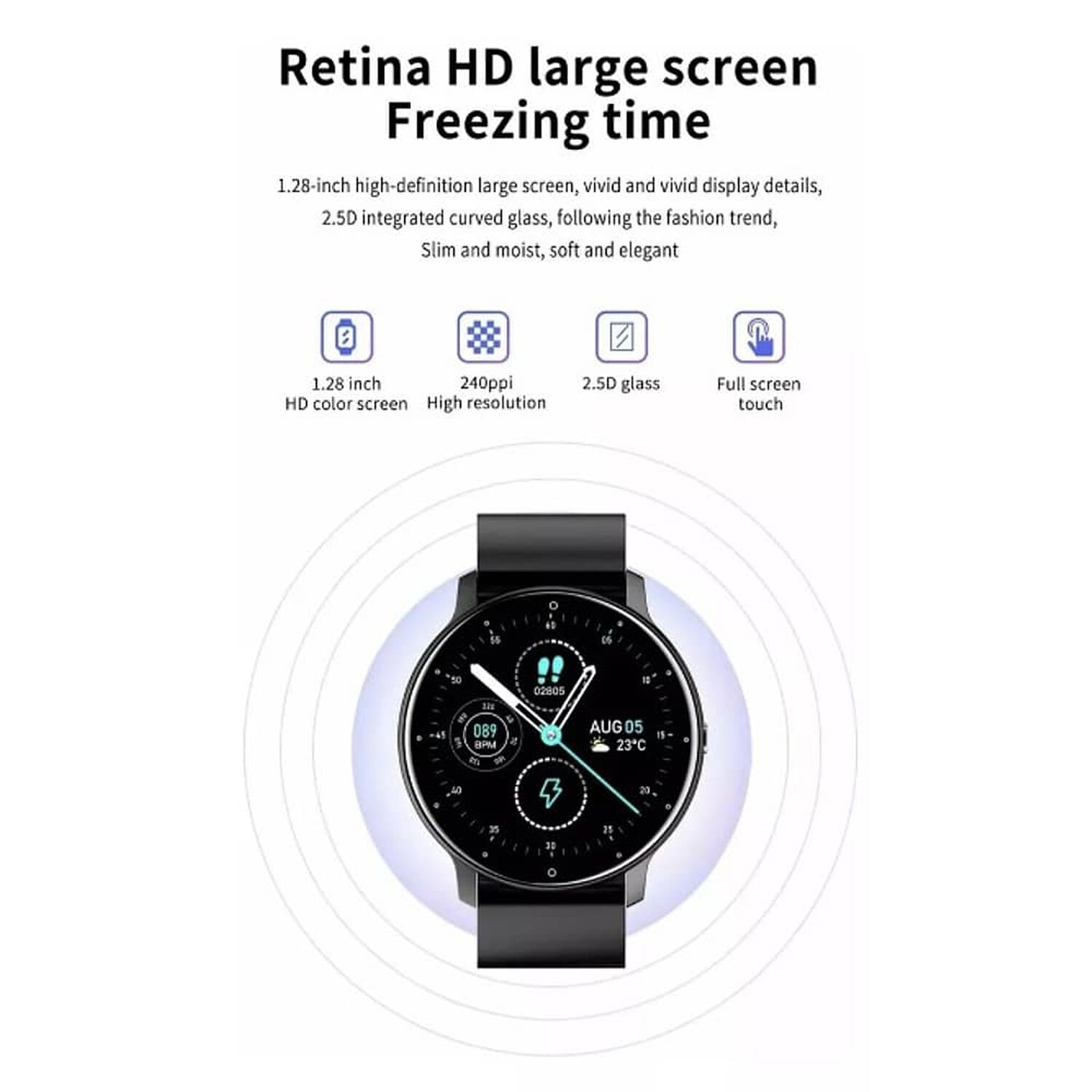 Smartwatch Gen&eacute;rica Zl02 Caja Rosa, Malla Rosa De Silicona image number 3.0