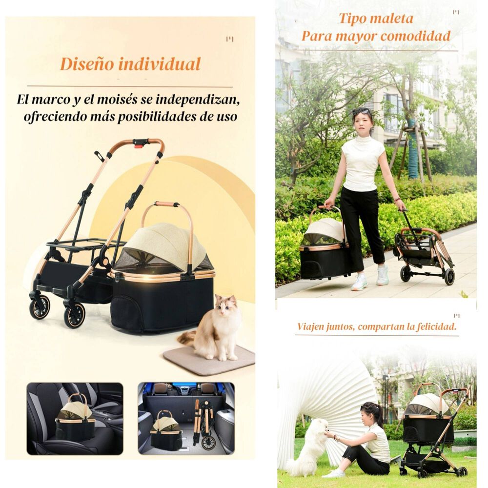 Coche Para Mascotas Premium 2 En 1 C106 Rosado Lubabycas image number 4.0