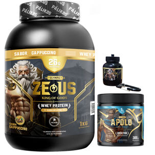 Proteina Zeus 100% Whey(sabor Cappuccino)+creatina Apolo 300g + Minibottle