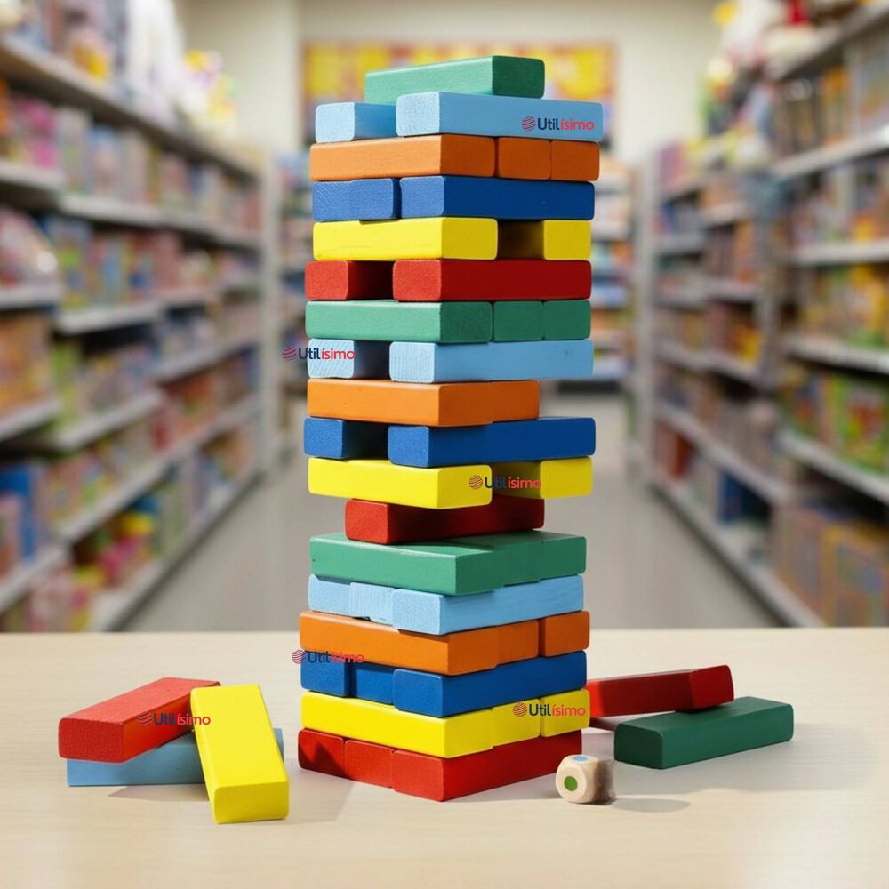 Jenga Juego De Mesa 48 Piezas Multicolor Madera Original image number 0.0