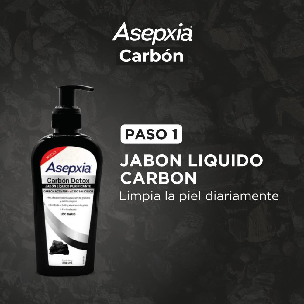 Tripack Asepxia Carbón Limpiador Liquido + Exfoliante + Peel Off image number 1.0