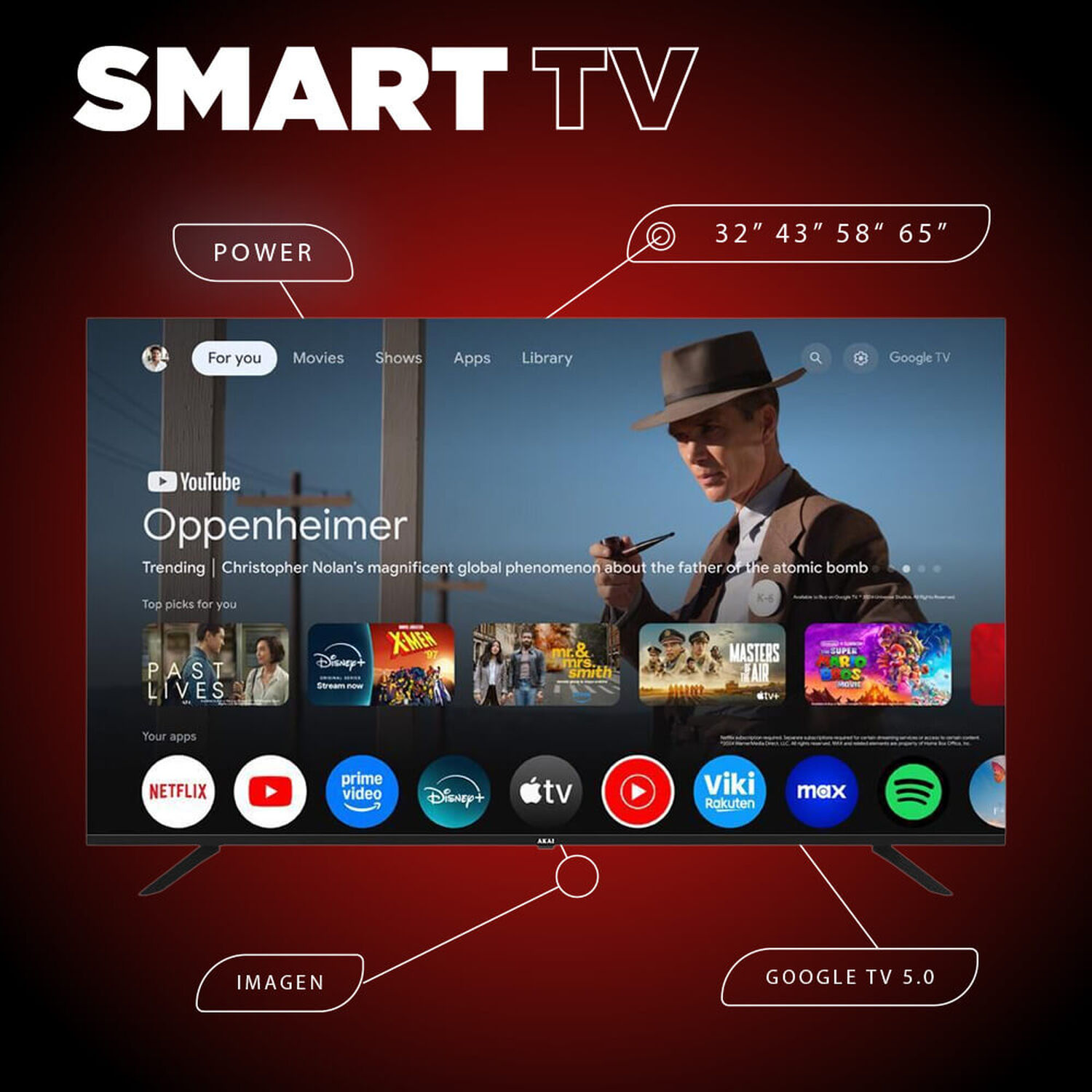 Led 32" Akai Google TV 5.0&nbsp; / HD / Smart TV image number 1.0