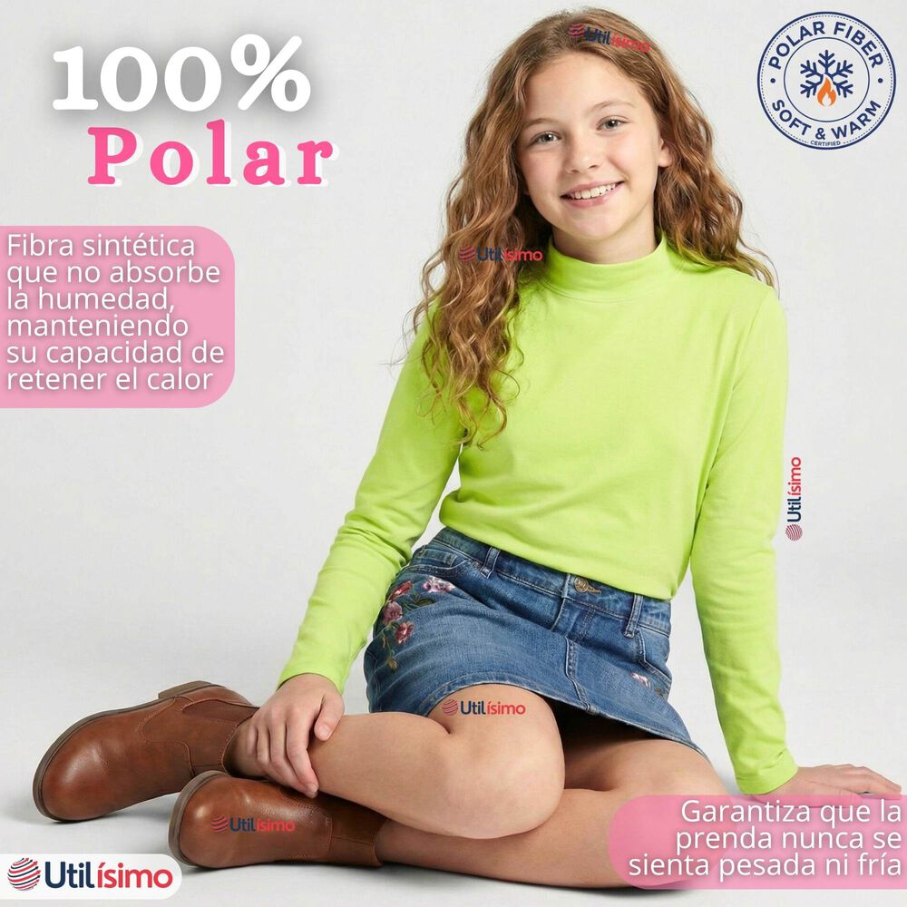 Pack 6 Poleras Camisetas Polar Primera Capa Cuello Beatle Manga Larga Colores Surtido Ni&ntilde;a image number 3.0