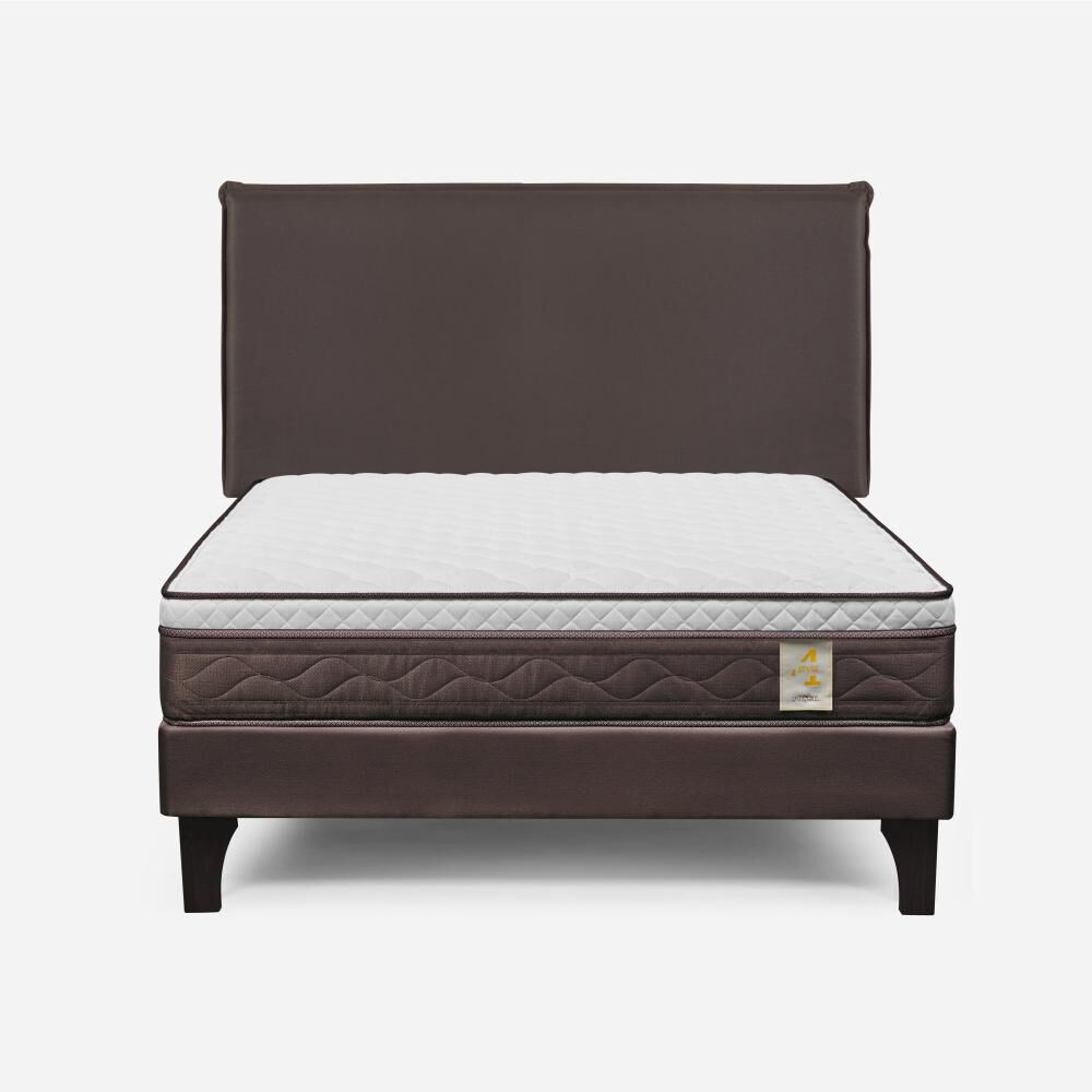 Cama Europea Rosen New Style 4 Plus / 2 Plazas / Base Normal  + Respaldo Maurice Chocolate image number 0.0