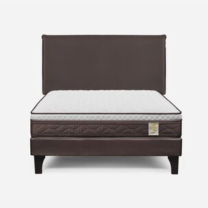 Cama Europea Rosen New Style 4 Plus / 2 Plazas / Base Normal  + Respaldo Maurice Chocolate