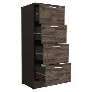 Cajonera 132,2x47x5x45 Cm Fm-005n Negro Y Caf&eacute; Oscuro
