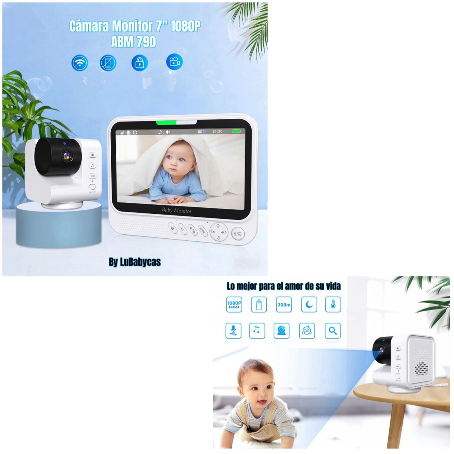 C&aacute;mara Monitor Inteligente Premium 7&Prime;1080p Abm790 Lubabycas image number 4.0