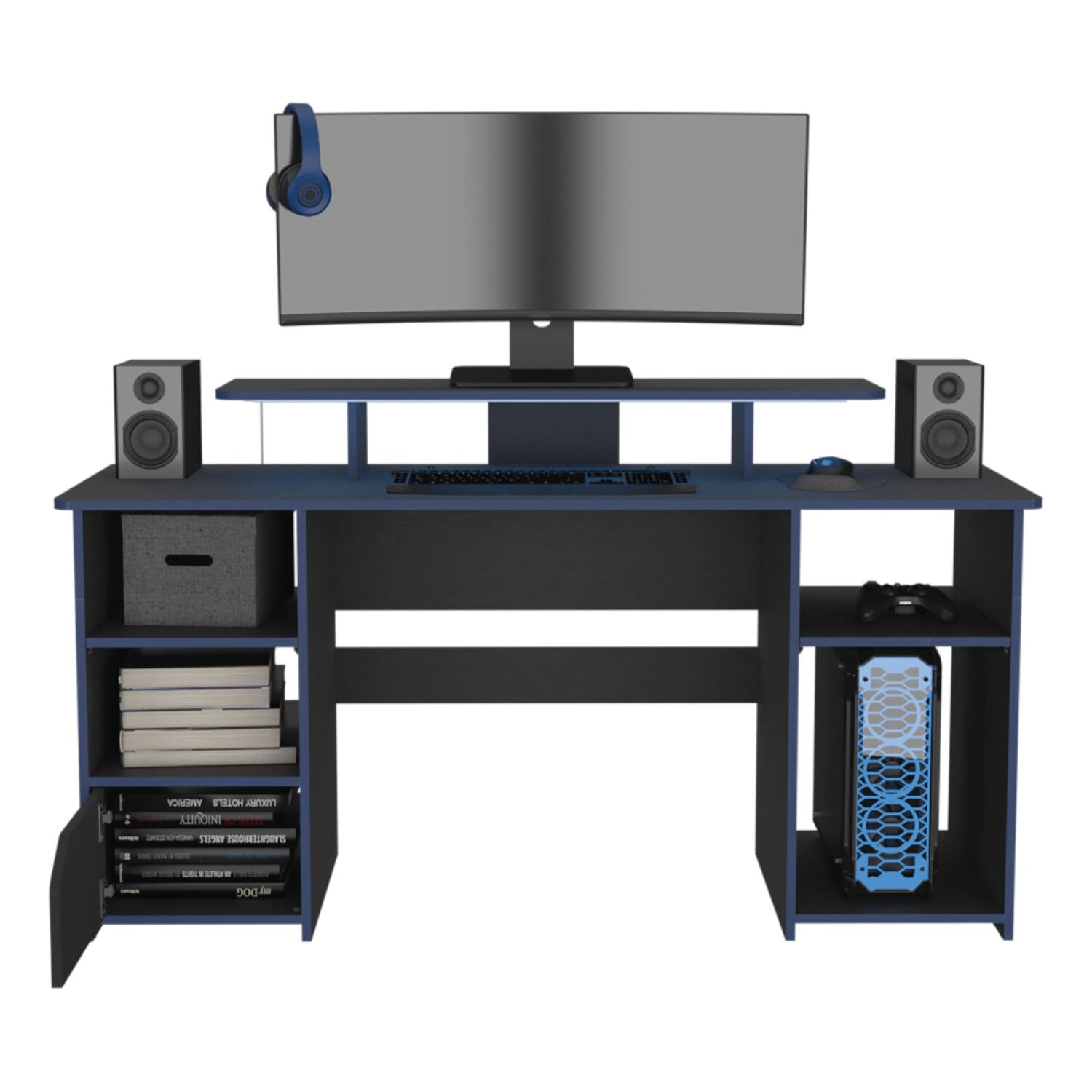 Escritorio Gamer 1 Puerta Fm-045a Negro Y Azul image number 2.0
