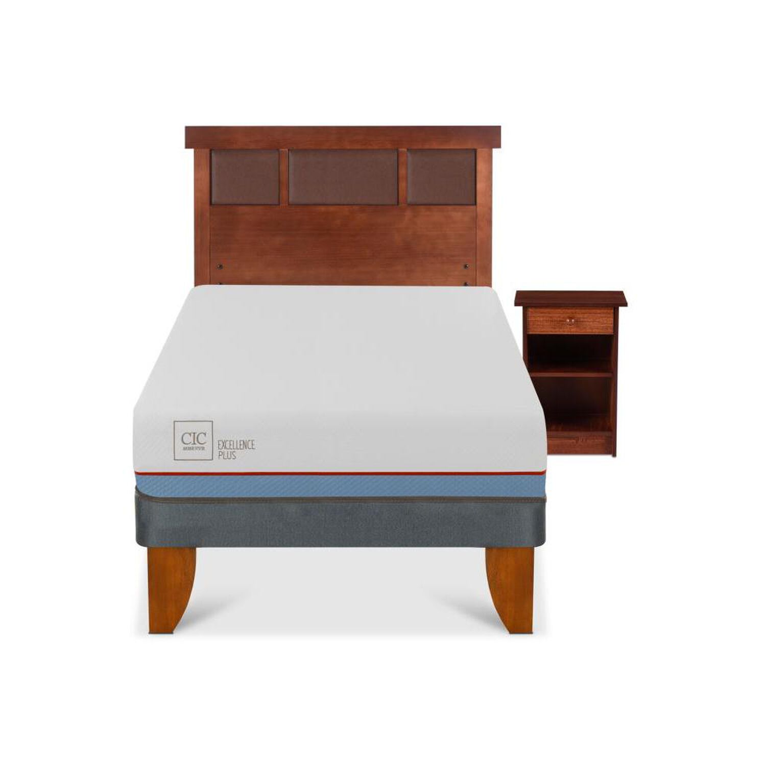 Cama Europea Cic Excellence Plus / 1.5 Plazas / Base Normal + Set De Maderas image number 0.0