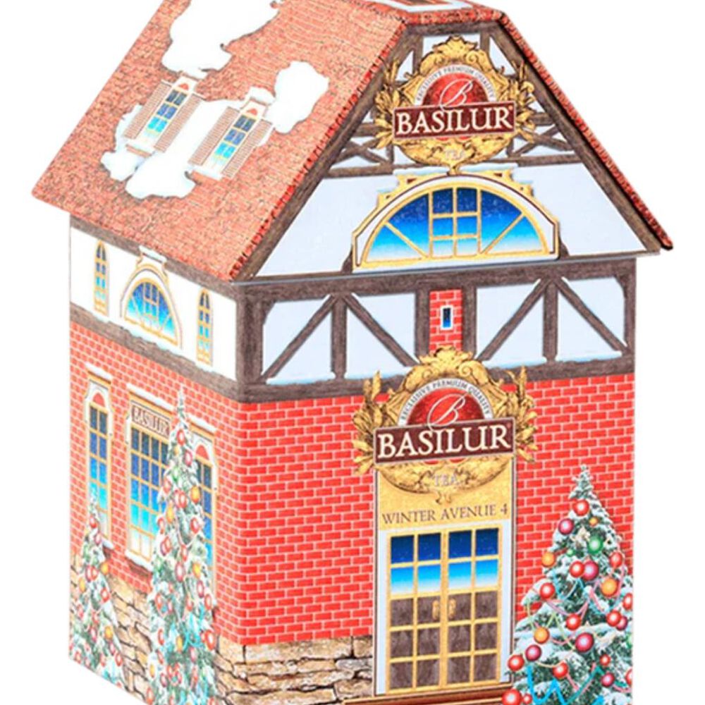 Lata T&eacute; Negro Winter Avenue 4 - Caramelo Vainilla - 20 Pir&aacute;mides - Basilur image number 0.0