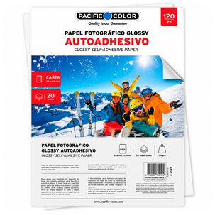 Papel Fotogr&aacute;fico Adhesivo Glossy Carta 20 Hojas 120g - Ps