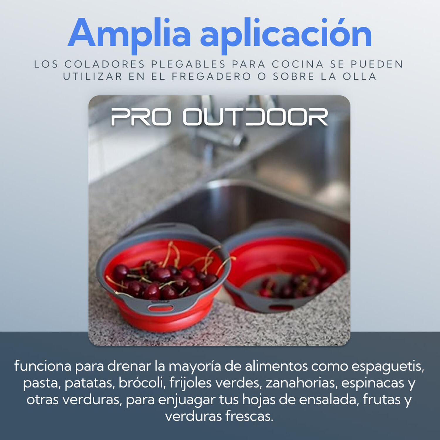 Colador Plegable De Silicona Para Drenar Pasta Verduras Y Frutas image number 4.0