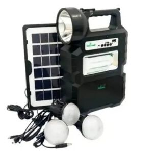 Kit Lampara Solar De Camping Usb + Radio + Bluetooth Color Negro