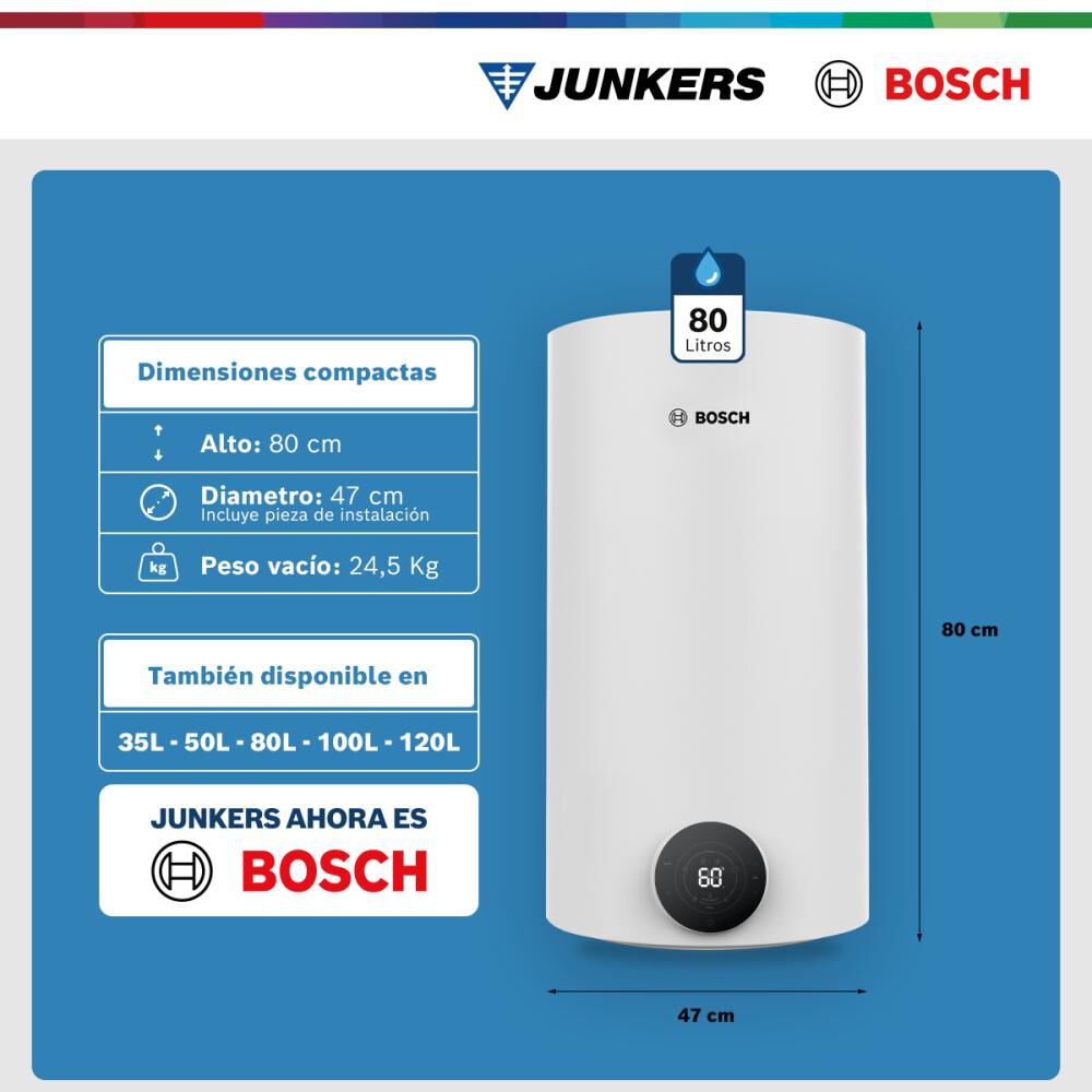 Termo El&eacute;ctrico Bosch Tronic 4000 T / 80 Litros image number 6.0