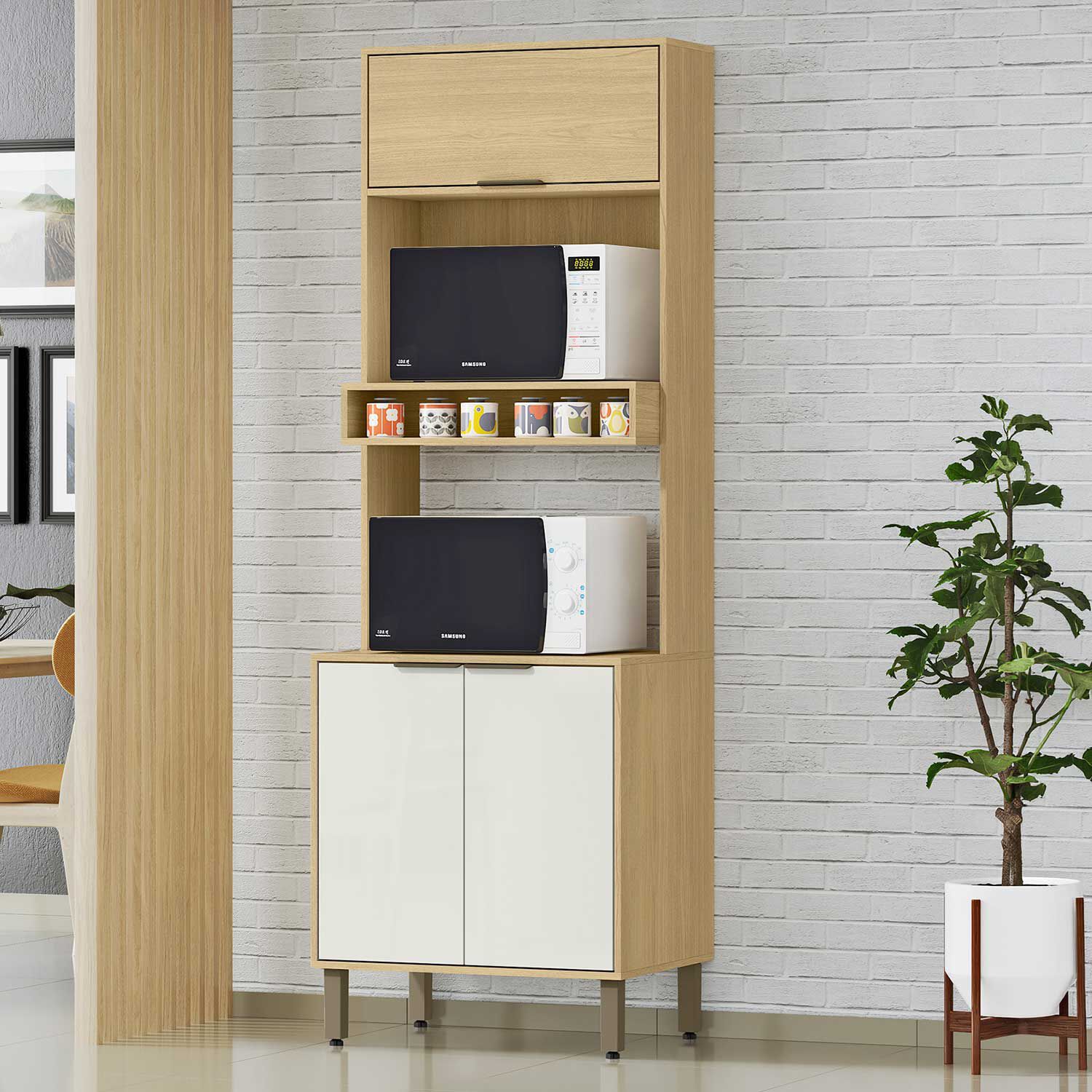 Mueble De Cocina Para Microondas Camil 210,5x51,6x70 image number 0.0