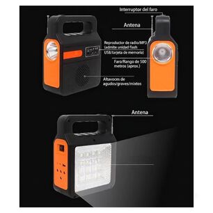 Kit Iluminaci&oacute;n Solar Port&aacute;til Radio Bluetooth 3 Focos