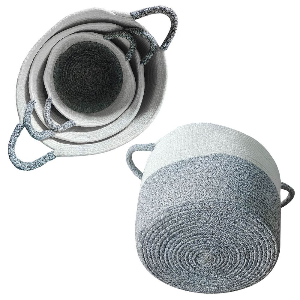 Set 3 Cestos De Algodón Con Mangos Gris image number 3.0