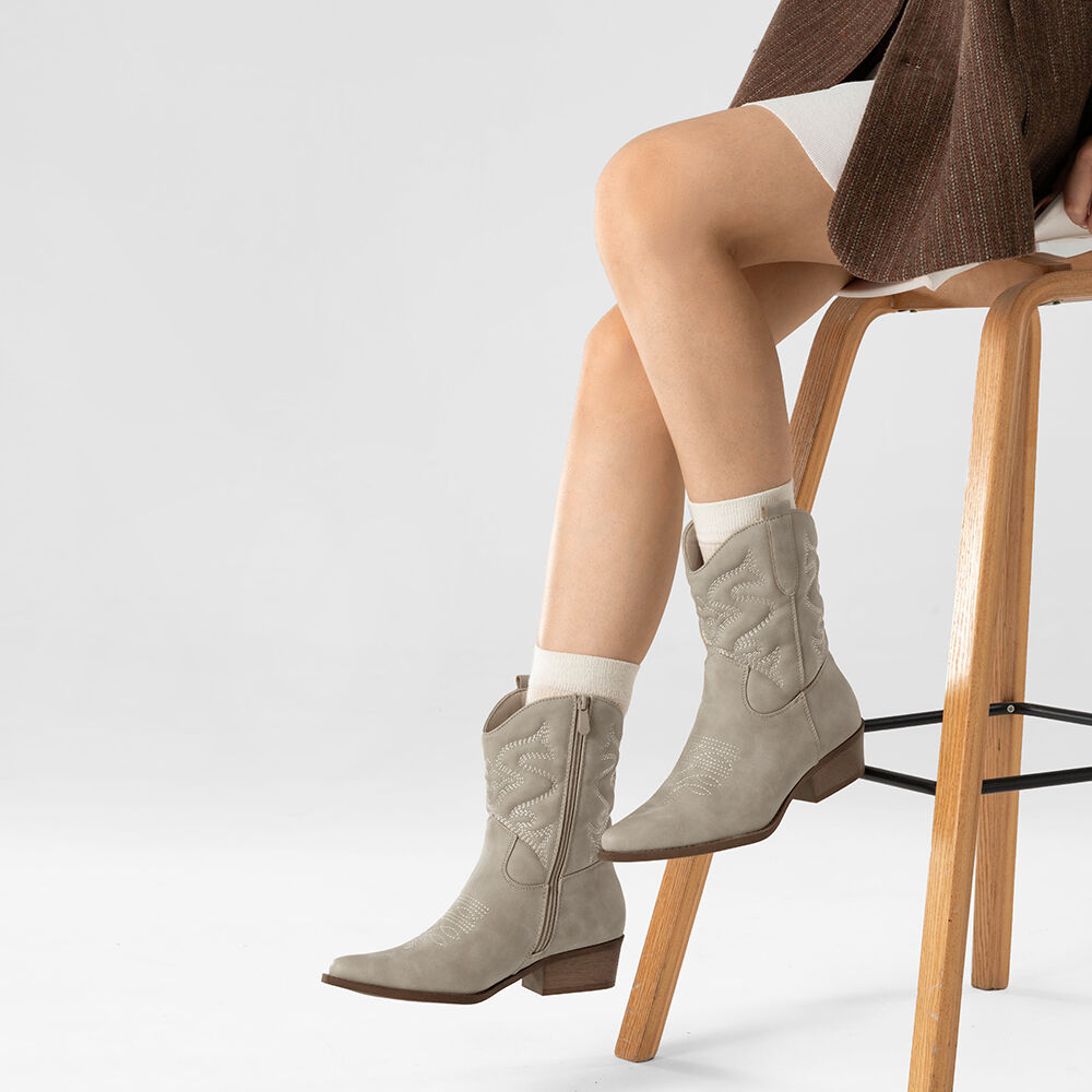 Botin Casual Mujer Moda Vintage Cowboy Bordado Weide Qbm20 image number 1.0