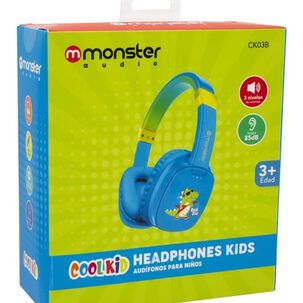 Audifono Dinosaurio Para Niños Monster Cool Kids Ck03b Azul