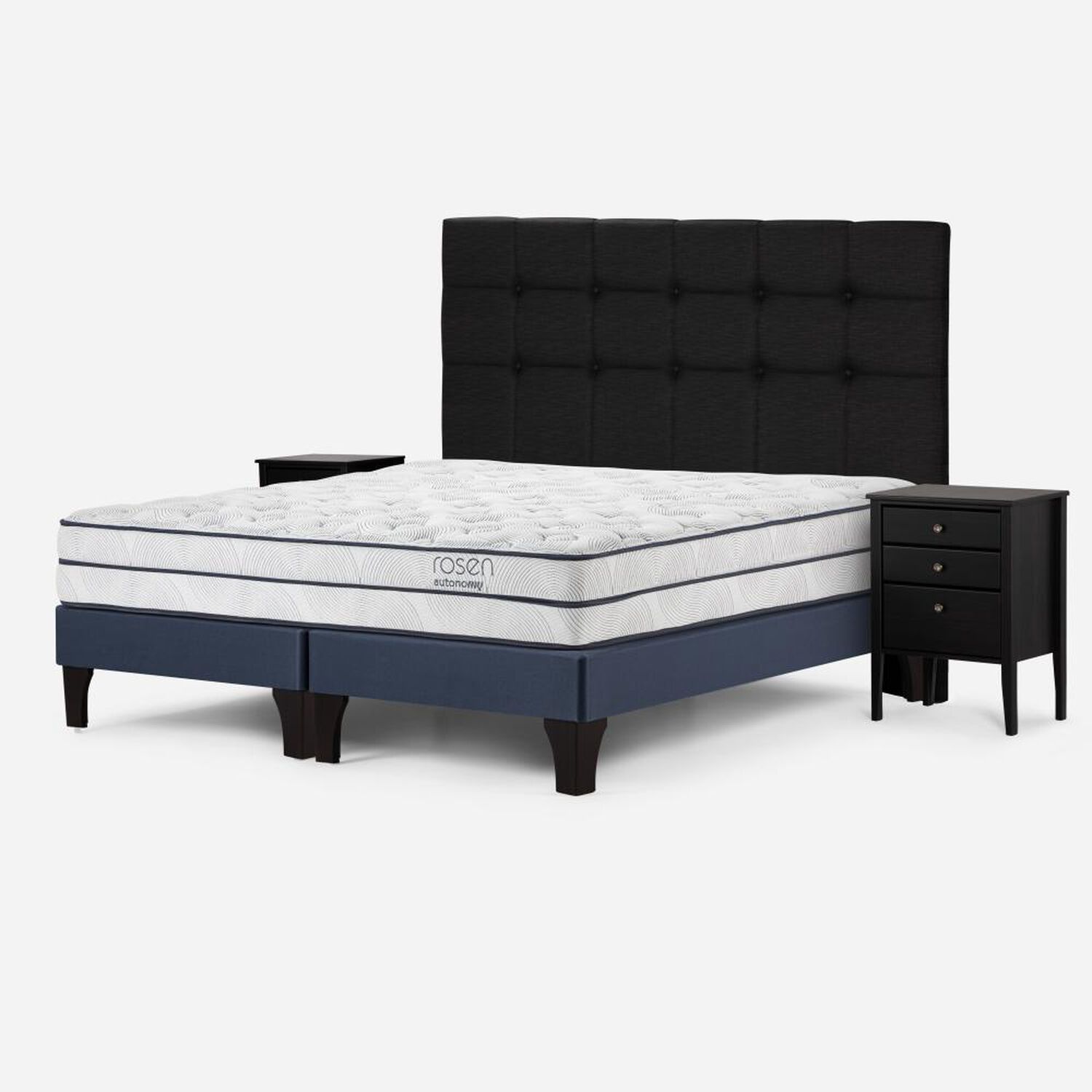 Cama Europea Rosen Autonomy Sky / King / Base Dividida + Set De Maderas Issey Grafito image number 1.0