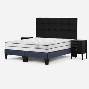 Cama Europea Rosen Autonomy Sky / King / Base Dividida + Set De Maderas Issey Grafito