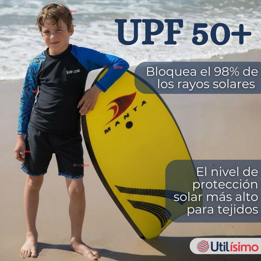 Traje De Ba&ntilde;o Manga Larga Pantal&oacute;n Corto 2 Piezas Corte Split Ni&ntilde;o 3 A 11 A&ntilde;os Black image number 4.0