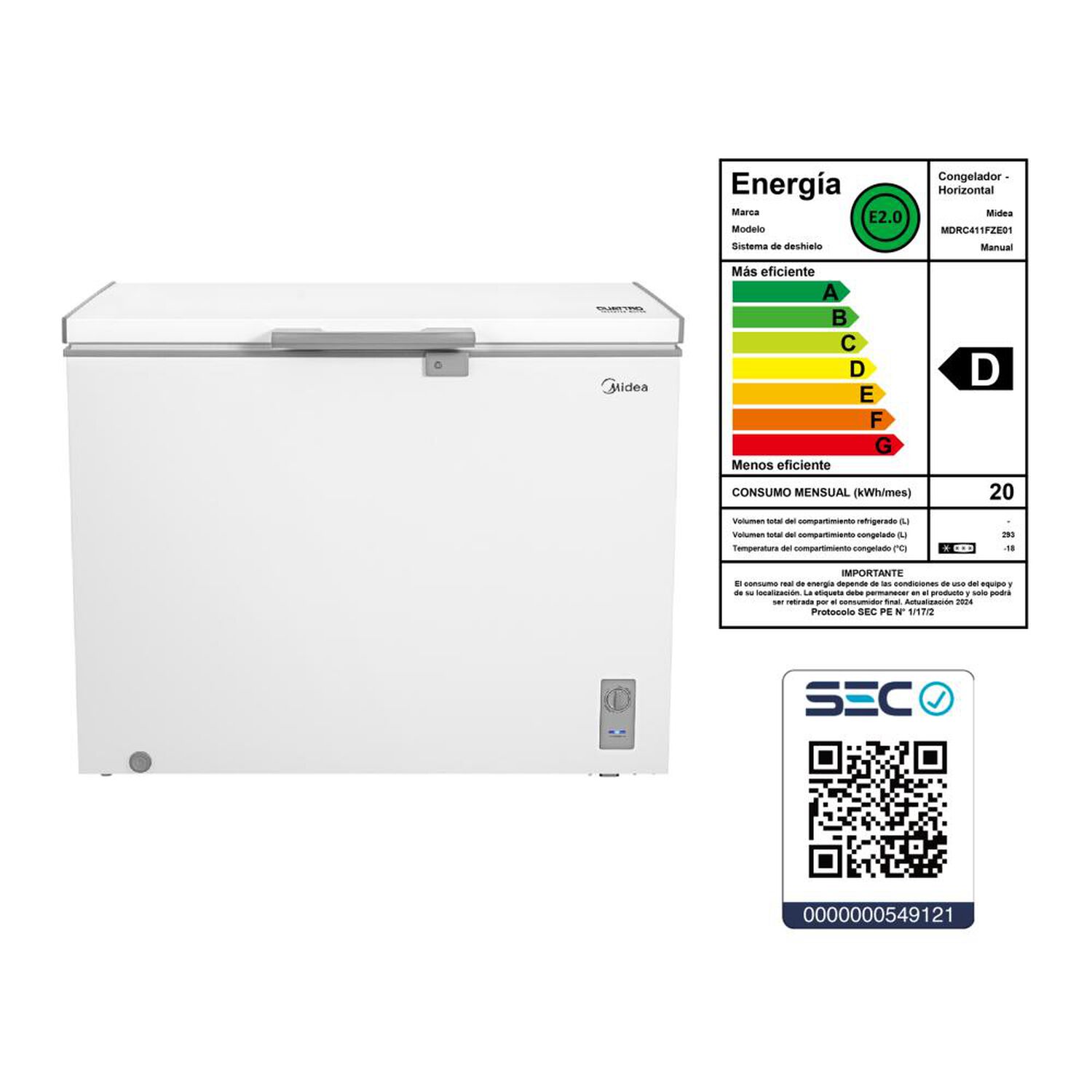 Freezer Horizontal Midea MDRC411FZE01 / Fr&iacute;o Directo / 293 Litros / D image number 11.0
