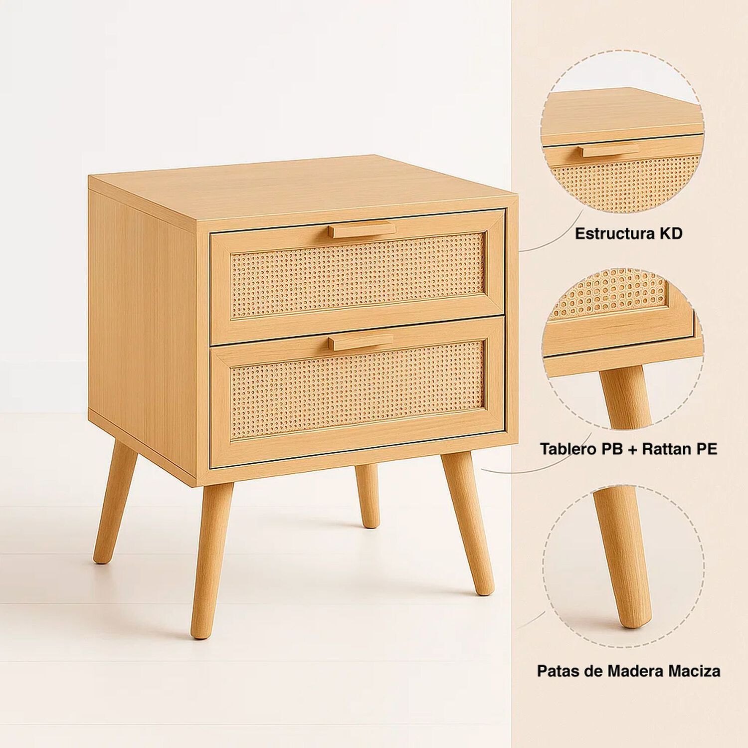 Pack De 2 Velador Eames Mesh Doble 40x55 - Madera Clara image number 4.0