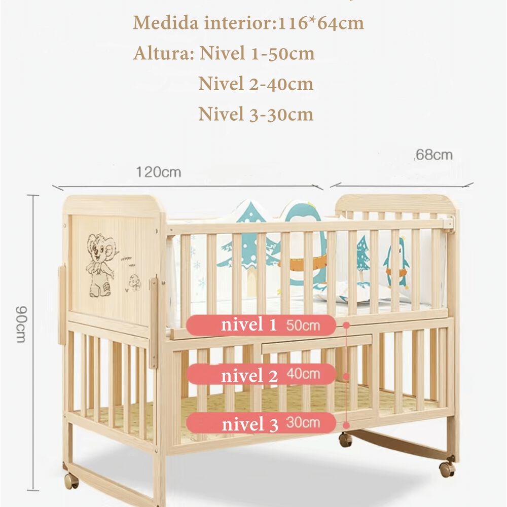 Cuna Colecho Madera Pack&play Lubabycas Con Mudador image number 3.0