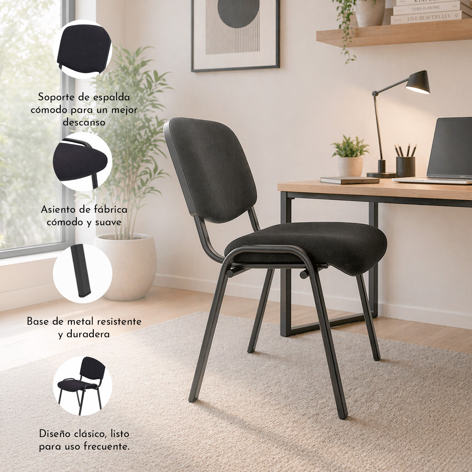 Silla De Visita Iso Confident Negra image number 4.0