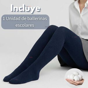 Panty Ballerinas Escolares Ni&ntilde;a Algod&oacute;n Azul