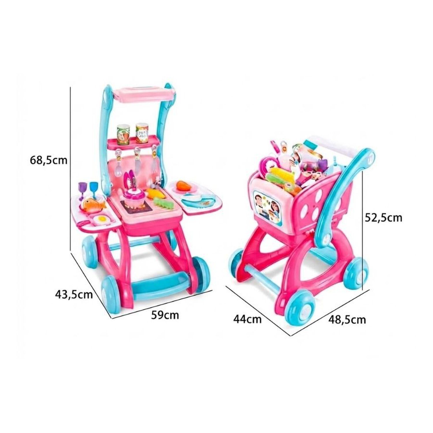 Set Carrito De Supermercado Cocina Juguete 2 En 1 Ni&ntilde;os image number 2.0