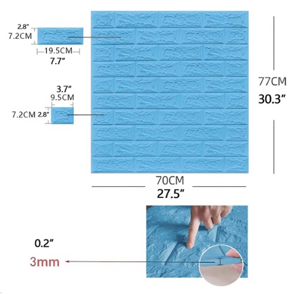 Pack 10 Lamina Papel Mural Autoadhesivo 3d Celeste image number 1.0