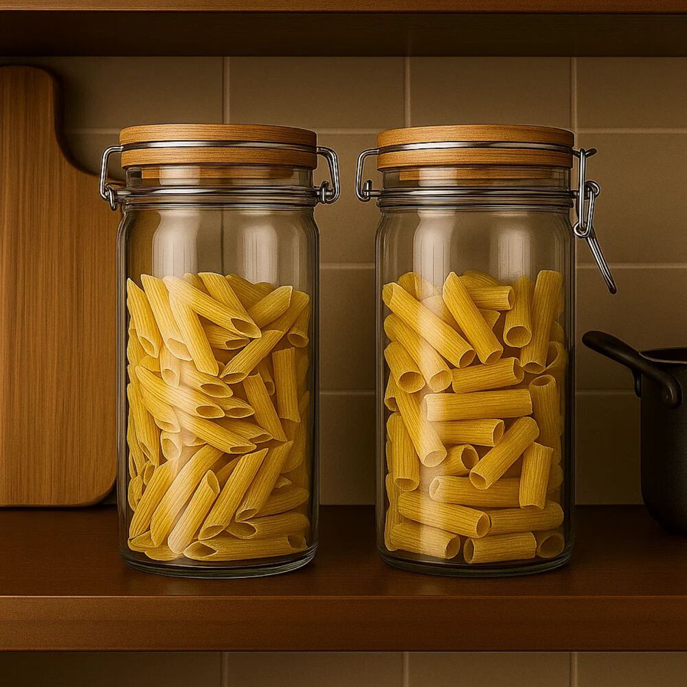 Set 2 Frascos Tarro Hermetico Vidrio 700ml Con Tapa De Bambu image number 2.0