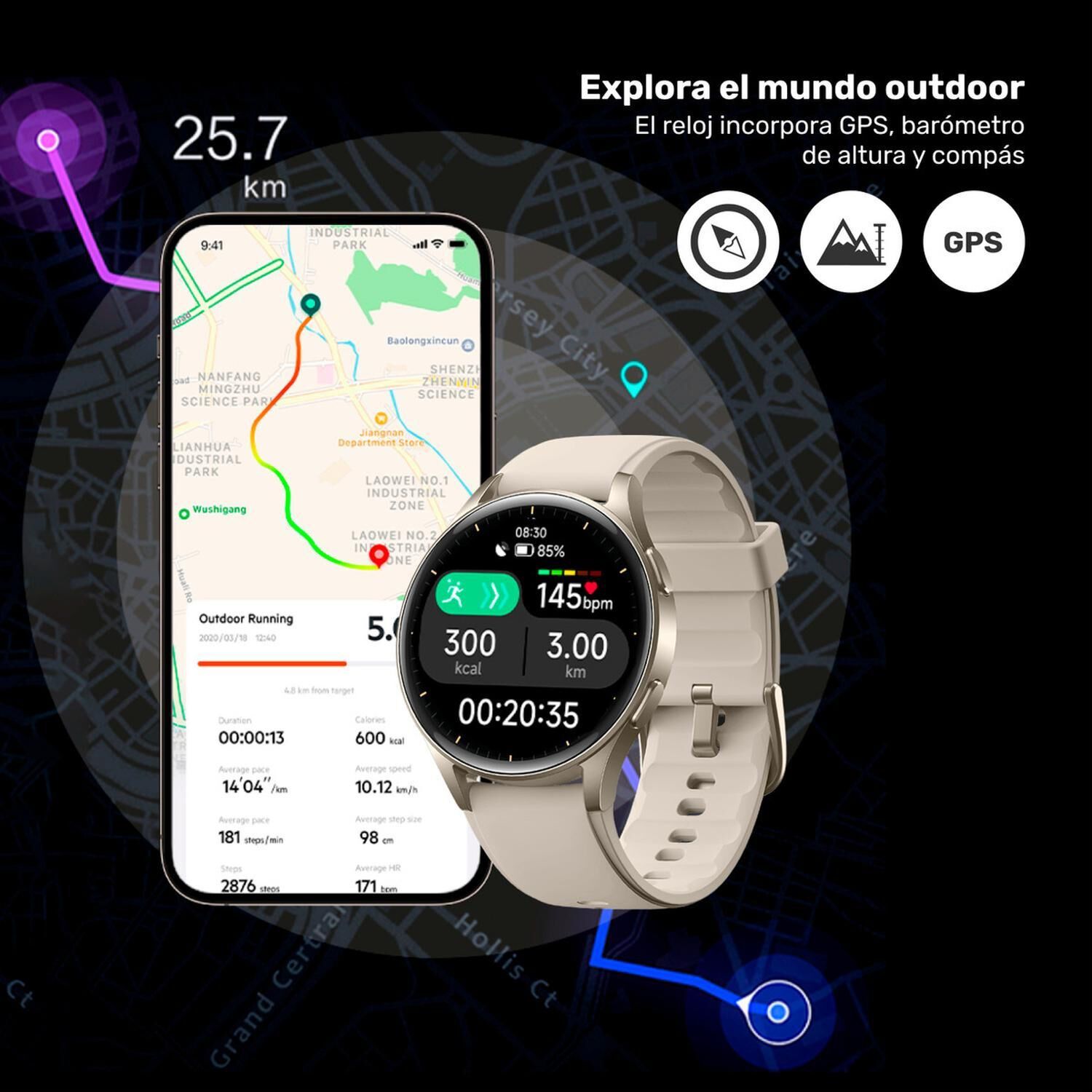 Reloj Smartwatch Lhotse Vibe 05 Gps Black 45mm image number 5.0