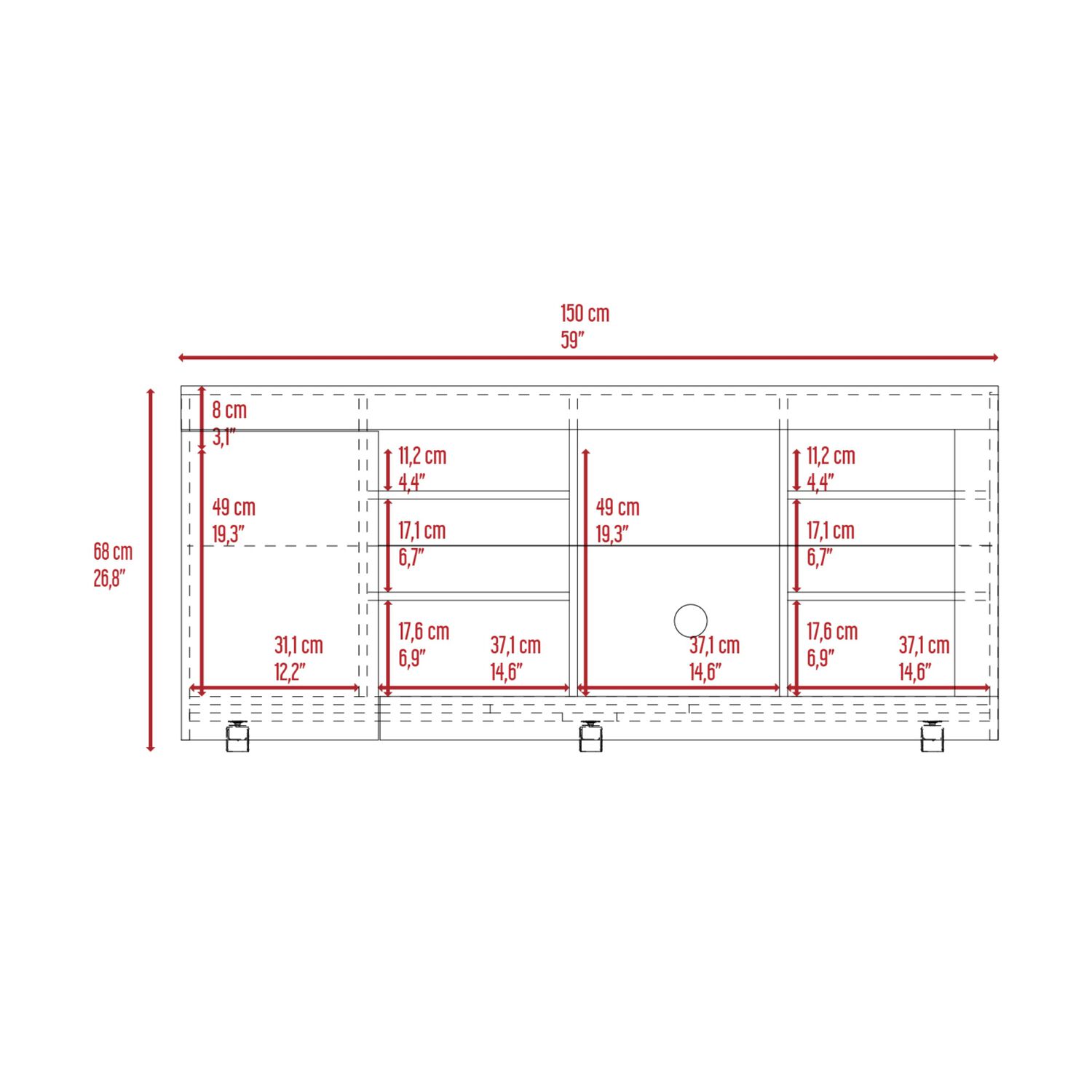 Mesa Para Tv 65" Fm 68x150x38 Cm Caf&eacute; Claro Y Gris image number 7.0