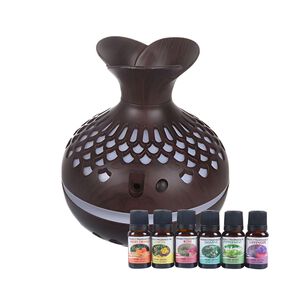 Pack Humidificador Forma De Flor + 6 Esencias Aromaticas