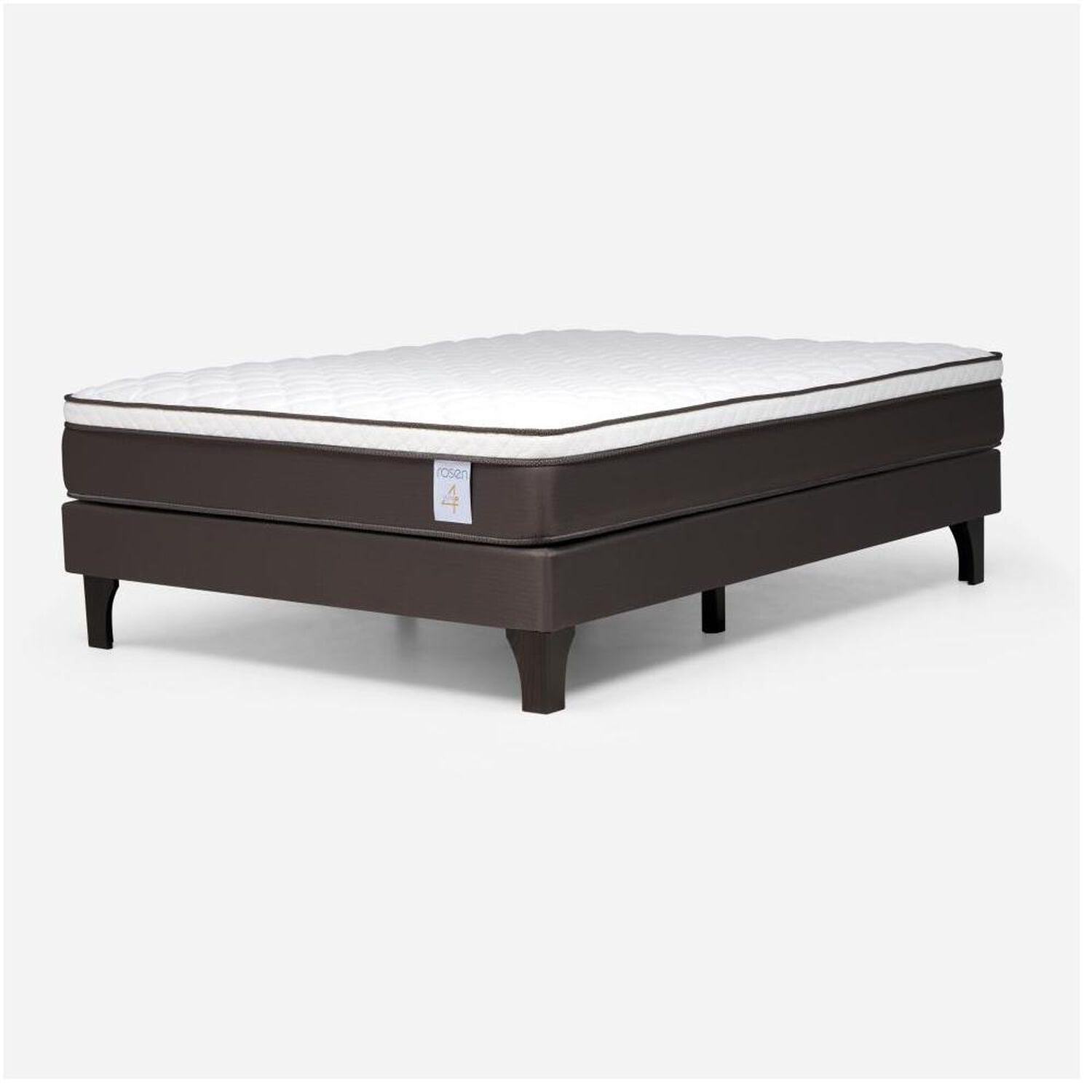 Cama Europea Rosen New Style 4 Plus / 2 Plazas / Base Normal  + Respaldo Rachel Gris image number 6.0