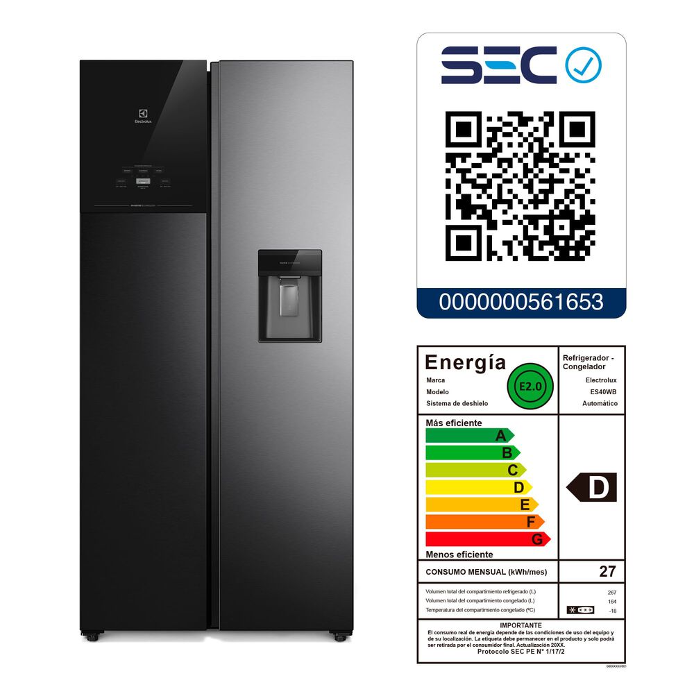Refrigerador 436l No Frost Side By Side Inverter Es40wb image number 11.0