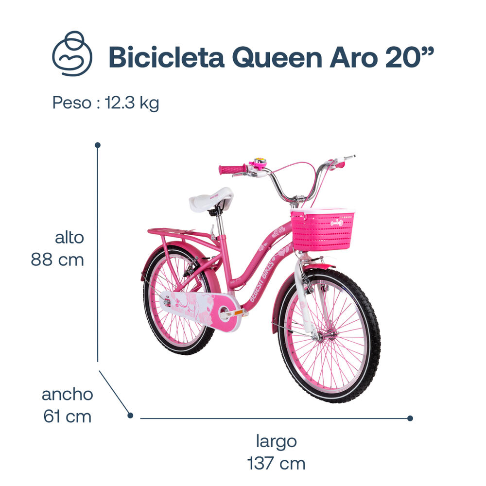 Bicicleta Infantil Queen Aro 20 Rosada Bebesit image number 6.0