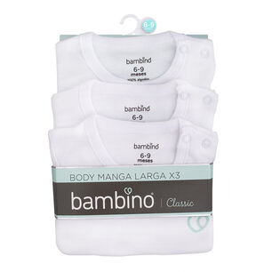 Tripack Body Manga Larga Unisex Blanco Bambino Ropa Bebe