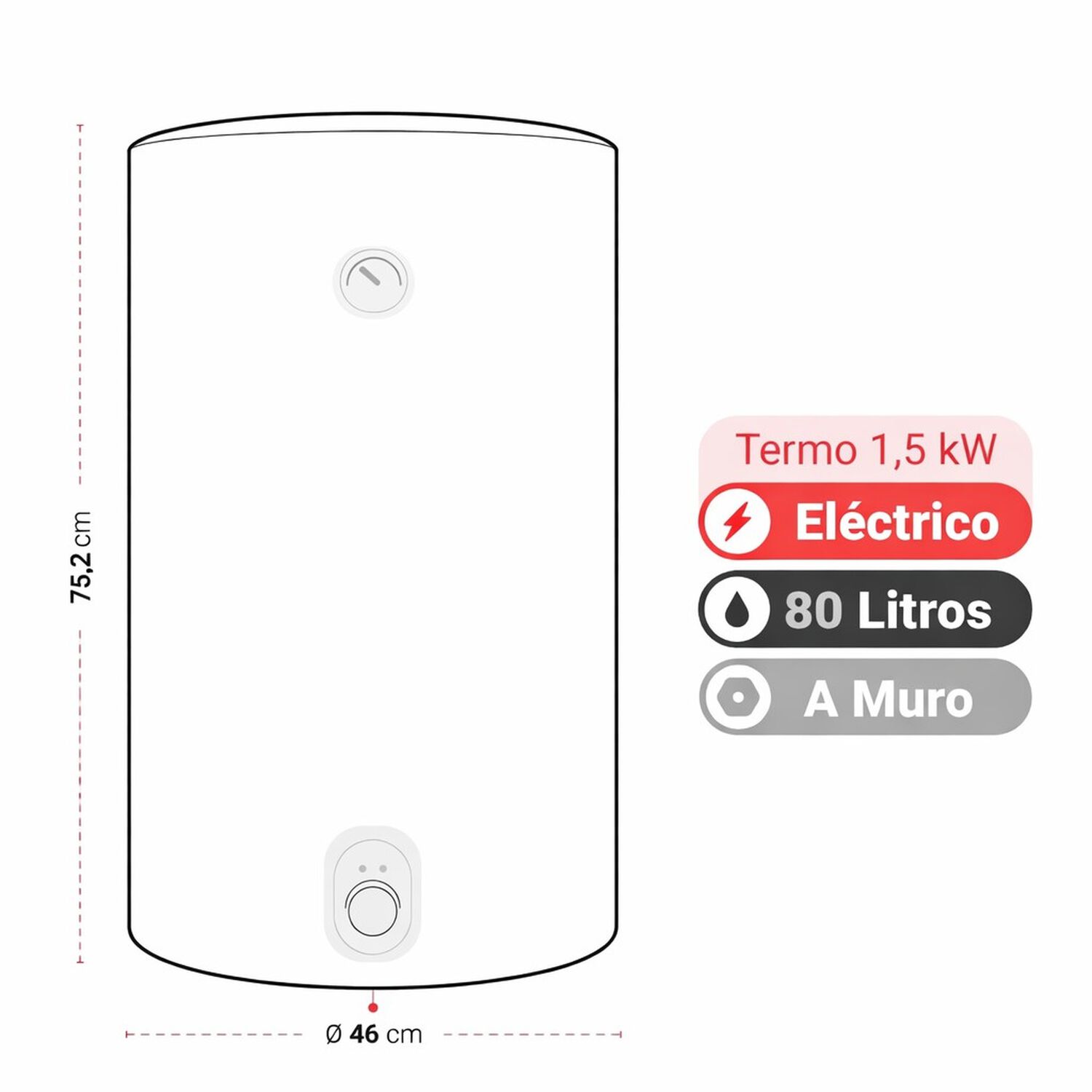 Termo El&eacute;ctrico Albin Trotter 80 Litros 1,5 Kw image number 5.0